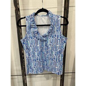 J.McLaughlin Durham Sleeveless Ruffle Top in Catalina Cloth fabric Sz S